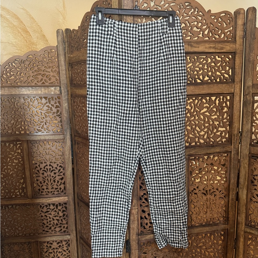 Reformation Black and White Gingham High-Rise Ankle Pants - Picture 3 of 4